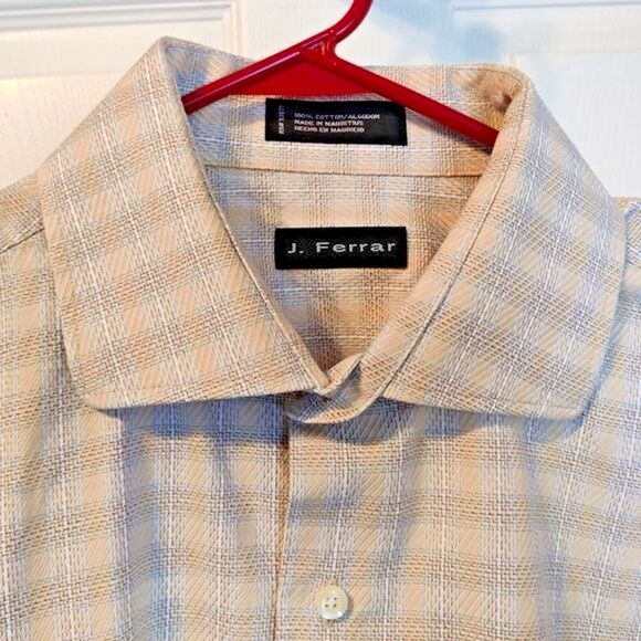 J. Ferrar Yellow/Plaid Button-Up Dress/Casual Shirt Men's 17 1/2/34-35 - Picture 6 of 9